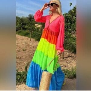 Pitusa Vibrant Multicolor Maxi Dress
